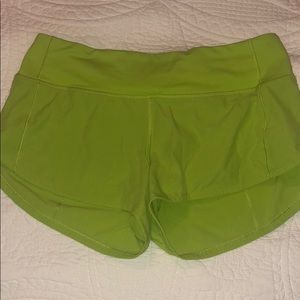 Lime Green Lululemon Speed shorts